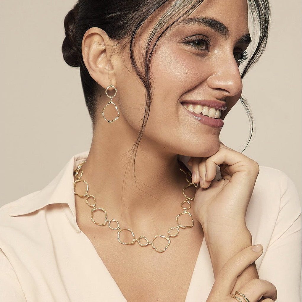 18k Vermeil Irregular Circle Drop Earring PE129-2326/O