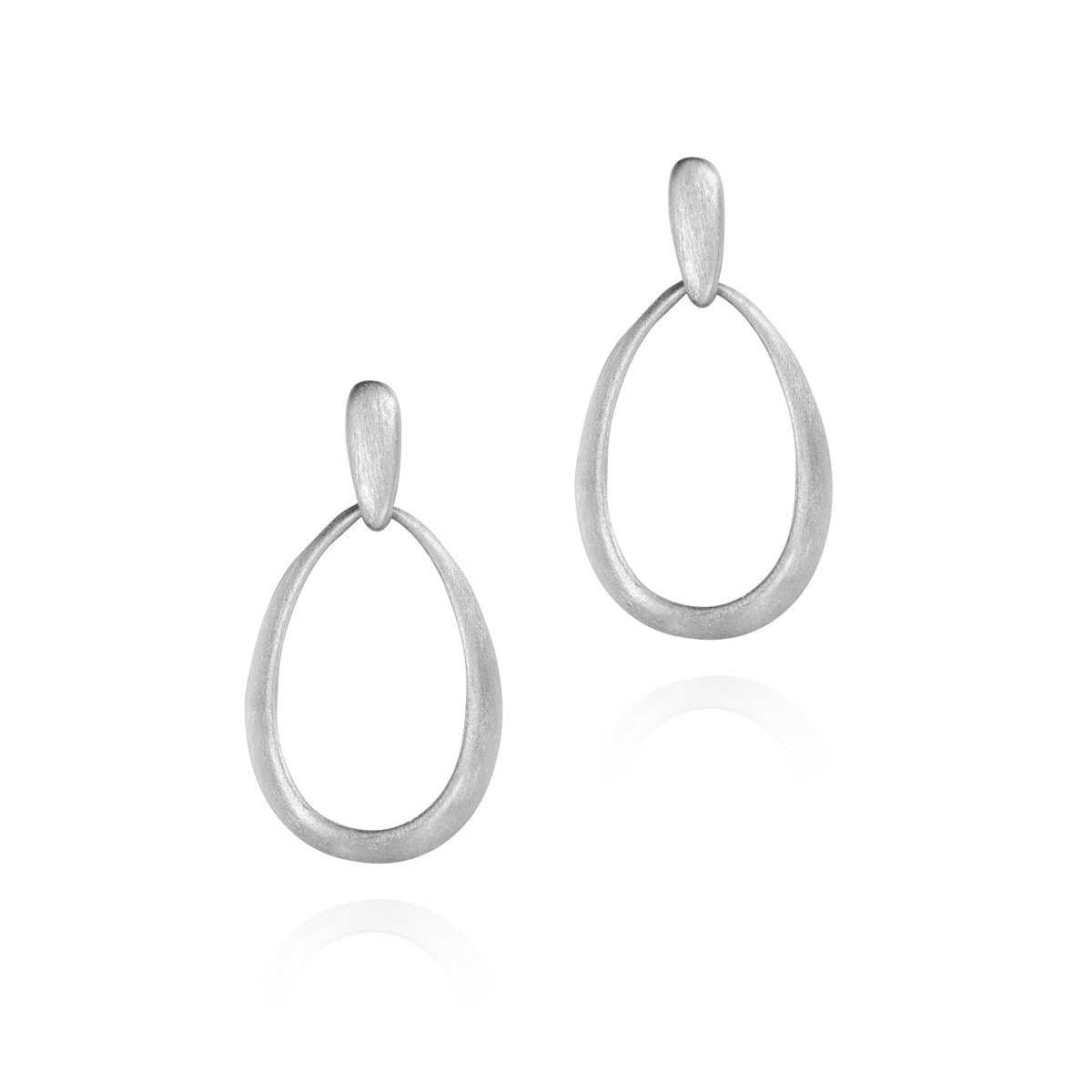 SS Satin Oval Dangle Earring PE120-51M
