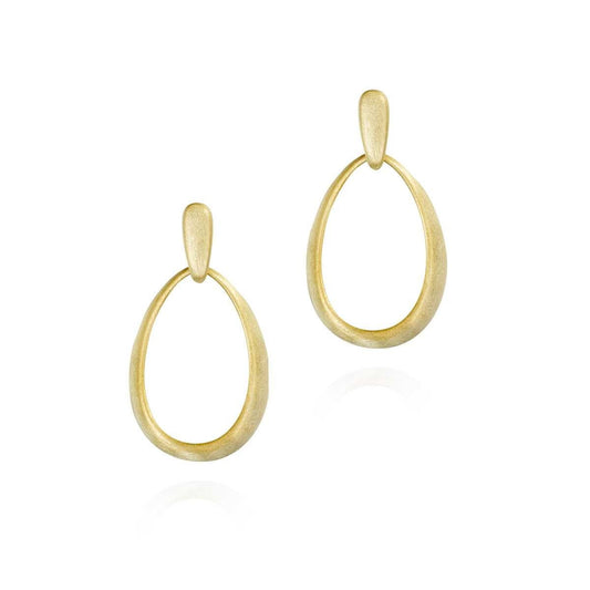 18k Vermeil Satin Oval Dangle Earring PE120-51/OM