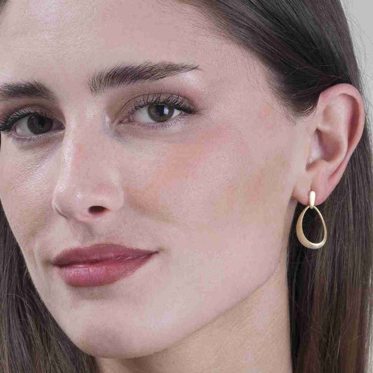 18k Vermeil Satin Oval Dangle Earring PE120-51/OM