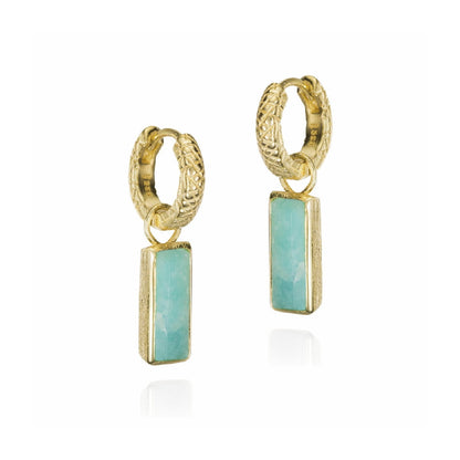 18k Vermeil Amazonite Hoop Dangle PE129- 3283/AZO