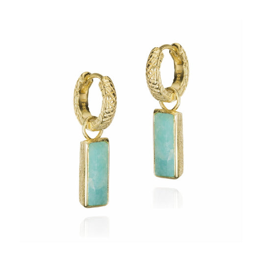 18k Vermeil Amazonite Hoop Dangle PE129- 3283/AZO