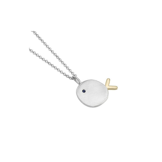 SS/18k Vermeil Fish Necklace CG120-6900/O