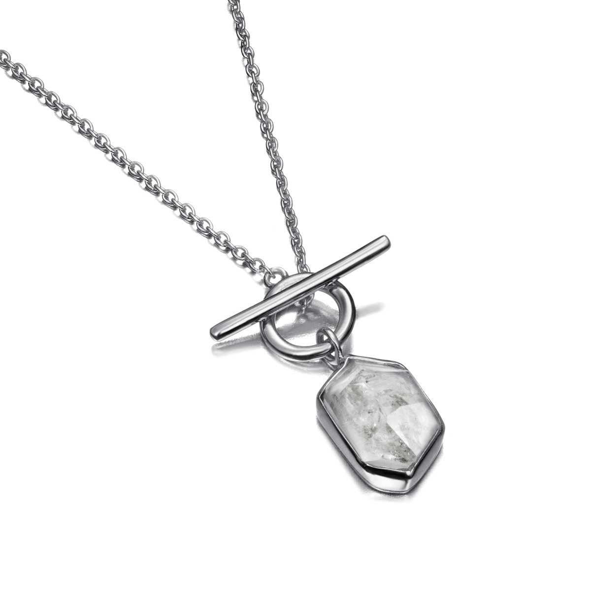 SS Herkimer Toggle Necklace CL129-51