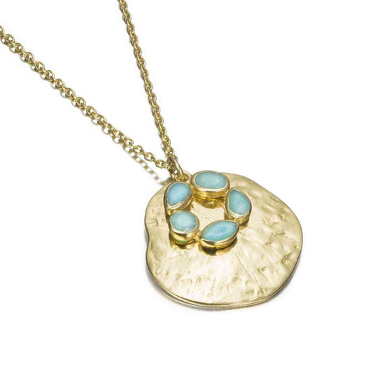 18k Vermeil Irregular Amazonite Flower Necklace CL129-38/AZO