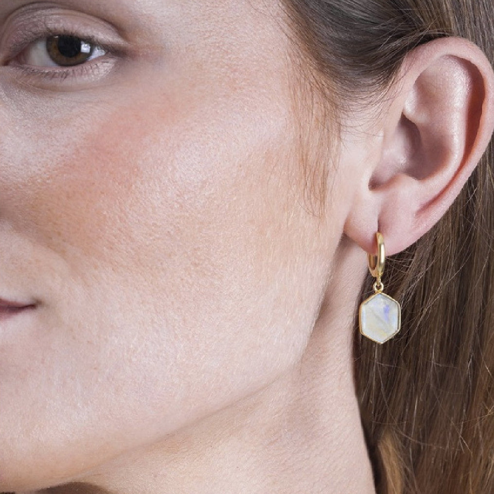 18k Vermeil Moonstone Hexagon Dangle PE129-83/ESO