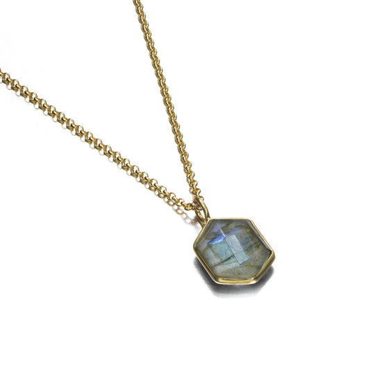 18k Vermeil Labradorite Geo Necklace CG129-5/ LO
