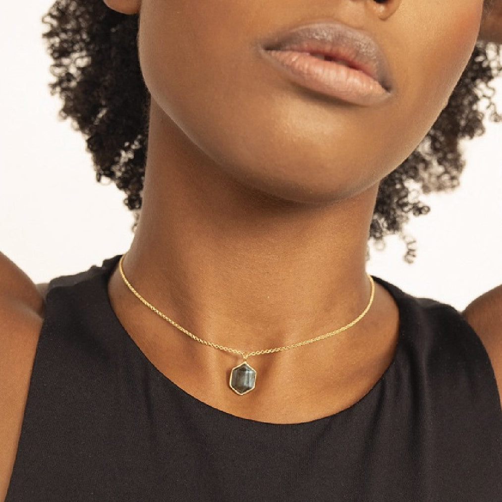 18k Vermeil Labradorite Geo Necklace CG129-5/ LO