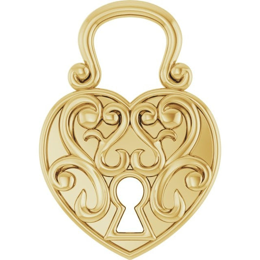 14kY Vintage Inspired Heart Lock Pendant 88259