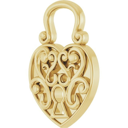 14kY Vintage Inspired Heart Lock Pendant 88259