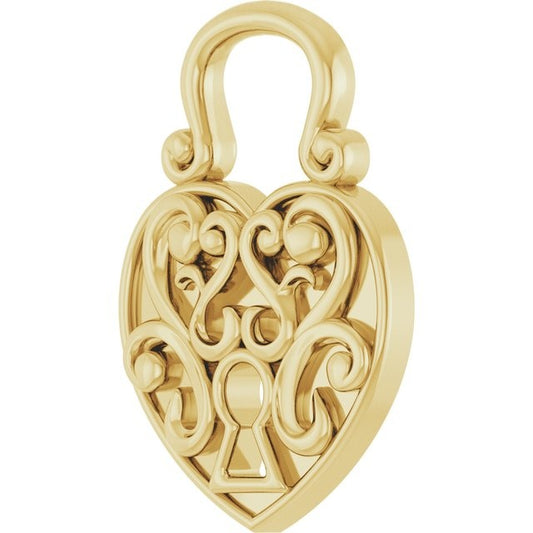 14kY Vintage Inspired Heart Lock Pendant 88259