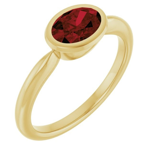 14kY 8x6mm Mozambique Garnet Ring 72021
