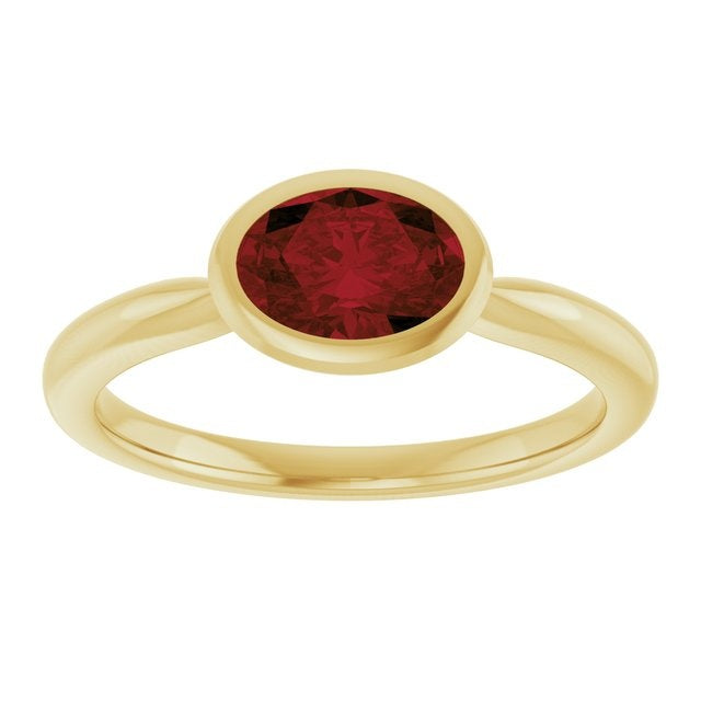 14kY 8x6mm Mozambique Garnet Ring 72021