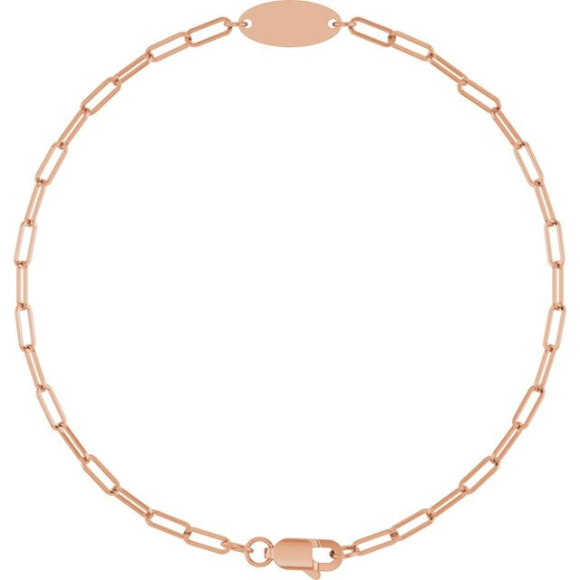 14kR Engravable Oval Paperclip Bracelet BRC973