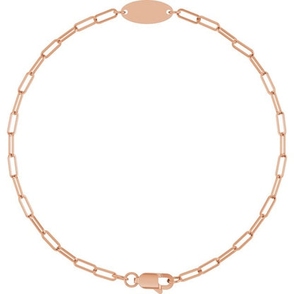 14kR Engravable Oval Paperclip Bracelet BRC973