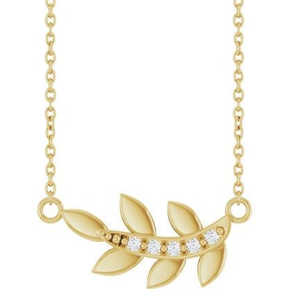 14kY .03cttw Diamond Leaf Necklace 88697 - 16"