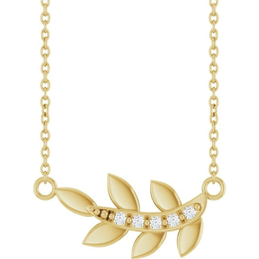 14kY .03cttw Diamond Leaf Necklace 88697 - 16"