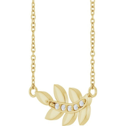 14kY .03cttw Diamond Leaf Necklace 88697 - 16"