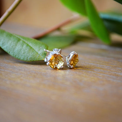 14kW 1.36ct Citrine 3-Prong Stud 29501-6 - ECI