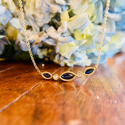 14kY .46ct Sapphire & .04ct Dia Necklace NK5420Y45SA