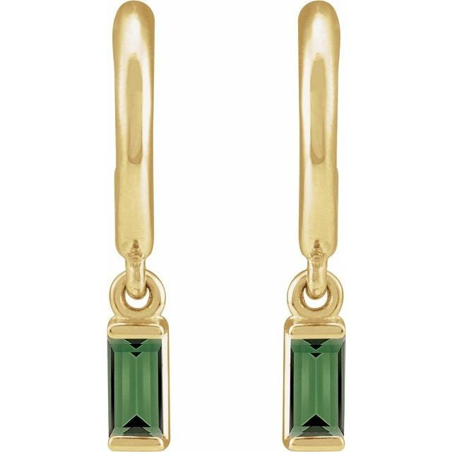 14kY Green Tourmaline Dangle Hoop 88671