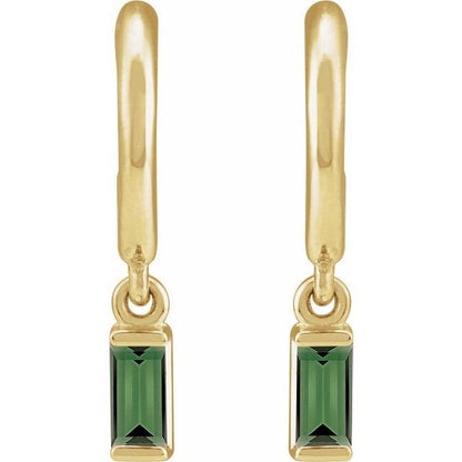 14kY Green Tourmaline Dangle Hoop 88671