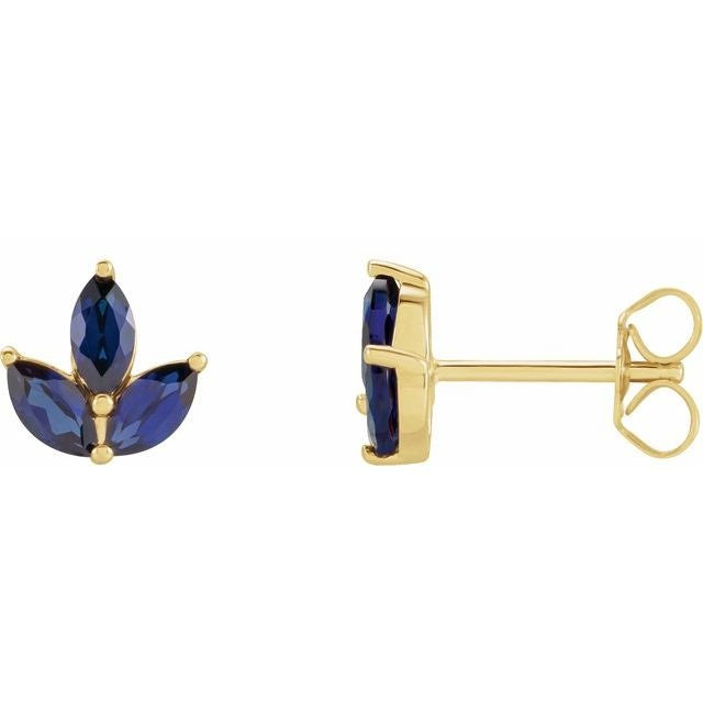 14kY Marquise Blue Sapphire Studs 688828