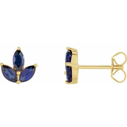 14kY Marquise Blue Sapphire Studs 688828
