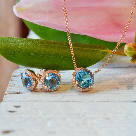 14kR 1.80ct Blue Topaz .08cttw Dia Necklace SC55007031