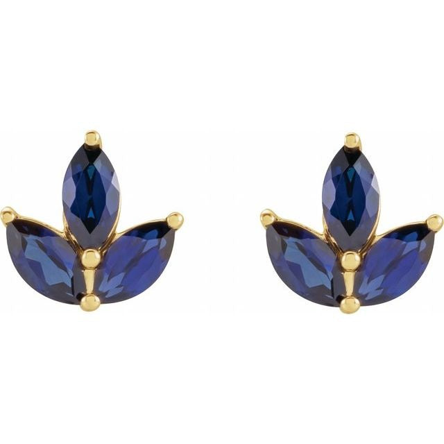 14kY Marquise Blue Sapphire Studs 688828