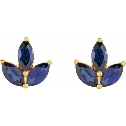 14kY Marquise Blue Sapphire Studs 688828