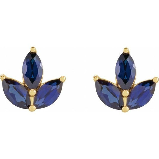 14kY Marquise Blue Sapphire Studs 688828
