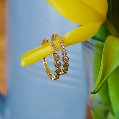 14kY .89cttw Bezel Diamond Hoop SC55021095