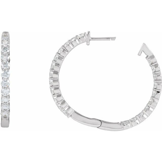 14kW 3cttw LAB Diamond Inside-Outside Hoop 653631