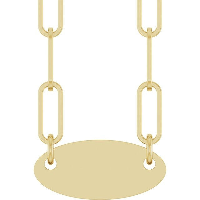 14kY Oval Disc Paperclip Necklace 88933 - 18"