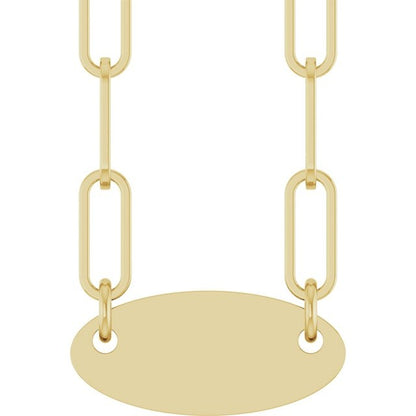14kY Oval Disc Paperclip Necklace 88933 - 18"