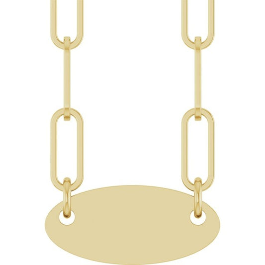 14kY Oval Disc Paperclip Necklace 88933 - 18"