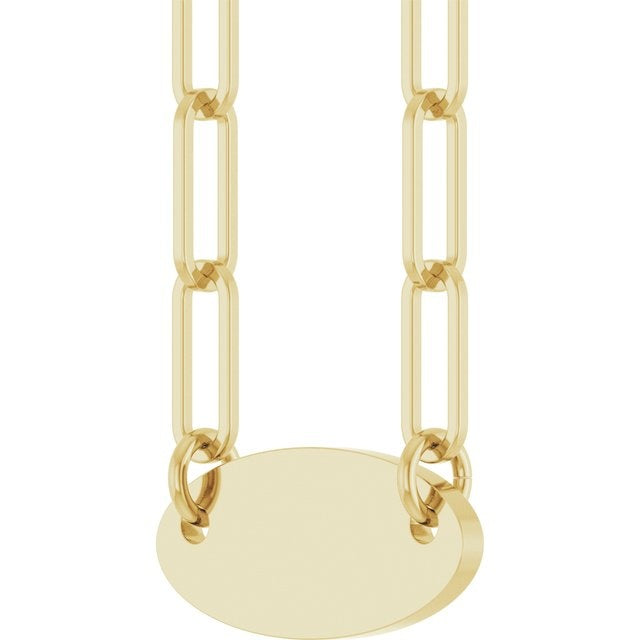 14kY Oval Disc Paperclip Necklace 88933 - 18"