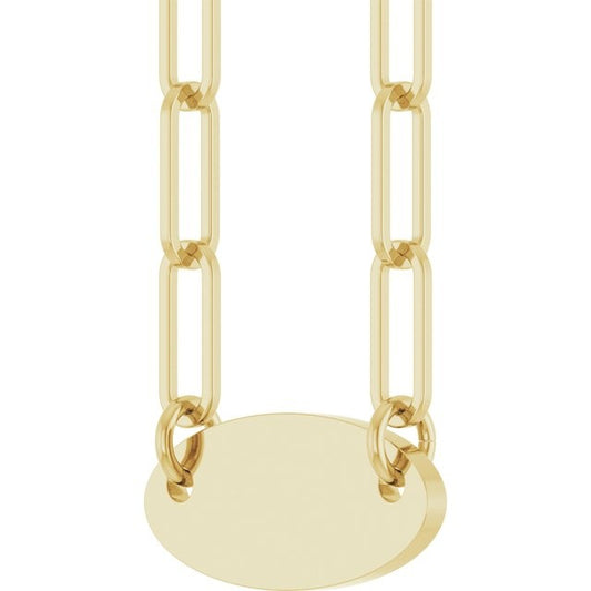14kY Oval Disc Paperclip Necklace 88933 - 18"