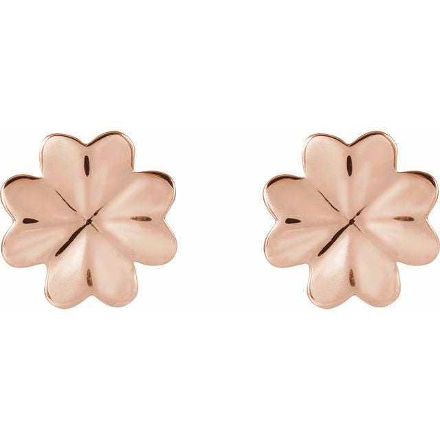 14kR 8mm Four Leaf Clover Stud 88814