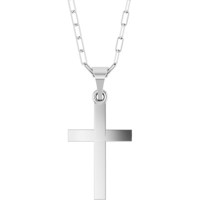 SS 23.7x11.5mm Cross Paperclip Necklace R50064 - 18"