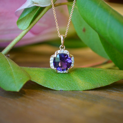 14kR 1.59ct Amethyst .10cttw Diamond Pendant TPA6499HAM
