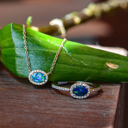 14kY .33ct Opal .05ct Dia Necklace SC55022506