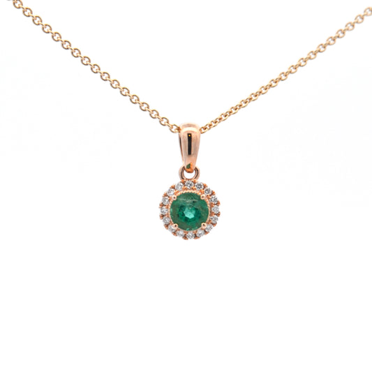 14kY .38ct Emerald .07cttw Diamond Pendant TPQ7120NE