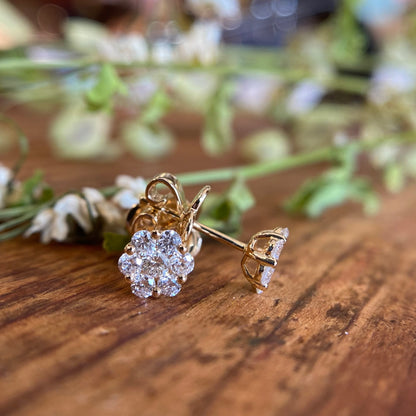 14kY .55cttw Diamond Cluster Earring E1075Y