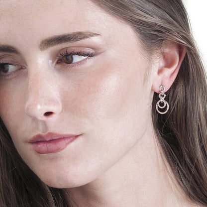 SS Interlocking Ring Drop Earring PE20 - 7756/H