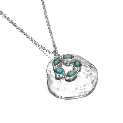 SS Apatite Flower Disc Necklace CL29 - 38/HAP