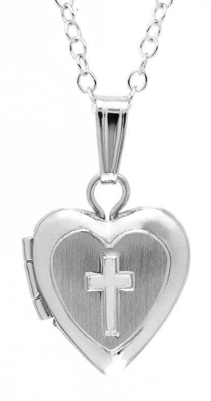 SS Heart Locket w/ Cross M433-13