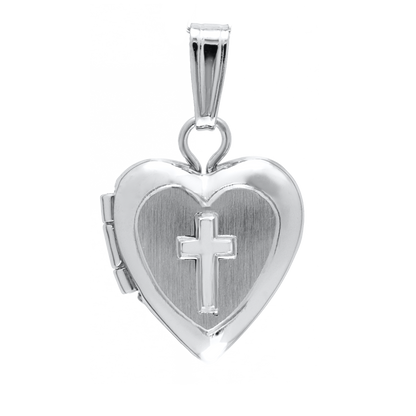 SS Heart Locket w/ Cross M433-13