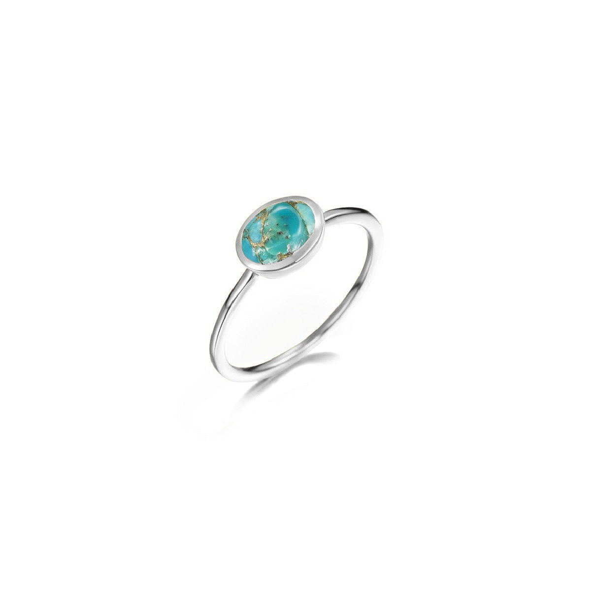 SS Turquoise 6mm Bezel Ring A29 - 28/HTQ14
